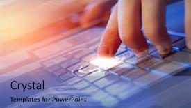  Presentation with elements - Presentation design consisting of young man on the keyboard background and a teal colored foreground