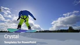  Presentation with snowboard - Colorful PPT theme enhanced with young-man-on-the-snowboard backdrop and a seafoam green colored foreground