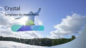  Presentation with snowboard - Slide set consisting of wintersports - young man on the snowboard background and a light blue colored foreground