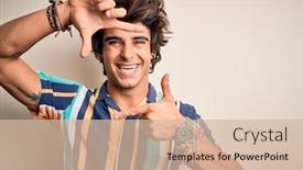  Presentation with colorful finger painted hands - Beautiful slides featuring young-man-on-vacation-wearing backdrop and a lemonade colored foreground