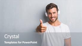  Presentation with music sign colorful - PPT theme having young man over grey grunge background and a gray colored foreground