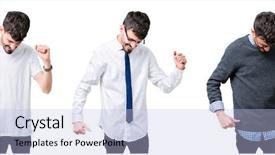  Presentation with dance and music - Slide set consisting of young man over isolated background background and a light blue colored foreground