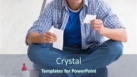  Presentation with budget - PPT layouts consisting of young-man-overspending-his-budget background and a ocean colored foreground