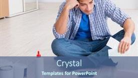  Presentation with budget - Presentation theme enhanced with young-man-overspending-his-budget background and a ocean colored foreground