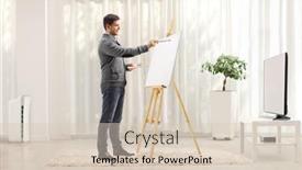  Presentation with living room - Colorful presentation theme enhanced with young-man-painting-using backdrop and a lemonade colored foreground