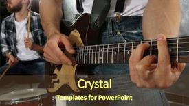  Presentation with man in suit guitar - Presentation design with young man paying guitar closeup background and a tawny brown colored foreground