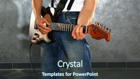  Presentation with guitar - Slide deck enhanced with young man paying guitar closeup background and a tawny brown colored foreground