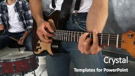  Presentation with music man in suit guitar - Cool new theme with young man paying guitar closeup backdrop and a dark gray colored foreground