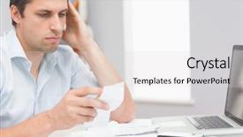  Presentation with social isolation - Beautiful PPT theme featuring young man paying his bills backdrop and a lemonade colored foreground