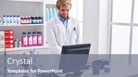  Presentation with pharmacy - PPT layouts enhanced with young-man-pharmacist-using-computer background and a gray colored foreground
