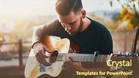  Presentation with acoustic - Audience pleasing slides consisting of young man playing acoustic guitar backdrop and a tawny brown colored foreground