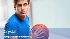  Presentation with basketball - Colorful presentation design enhanced with young man playing basketball indoor backdrop and a teal colored foreground