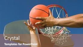  Presentation with basketball blue - Slides featuring young-man-playing-basketball background and a coral colored foreground