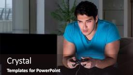  Presentation with computer games - Colorful presentation design enhanced with young man playing computer games late at night backdrop and a wine colored foreground