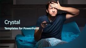  Presentation with computer games - Colorful PPT theme enhanced with young man playing computer games backdrop and a navy blue colored foreground