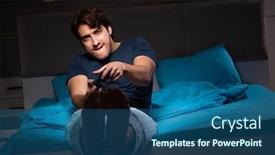  Presentation with computer games - PPT layouts having young man playing computer games at night in bed background and a ocean colored foreground