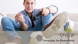  Presentation with computer games - Presentation having young-man-playing-computer-games background and a light gray colored foreground