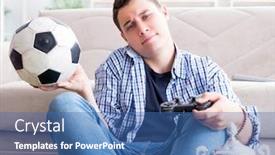  Presentation with computer games - Audience pleasing presentation theme consisting of young-man-playing-computer-games backdrop and a ocean colored foreground