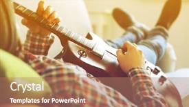  Presentation with electric guitar - Colorful slide deck enhanced with young man playing electric guitar backdrop and a coral colored foreground