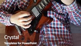  Presentation with man in suit guitar - PPT layouts enhanced with young man playing electric guitar background and a tawny brown colored foreground