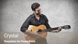  Presentation with guitar - Slide set featuring young man playing guitar background and a gray colored foreground