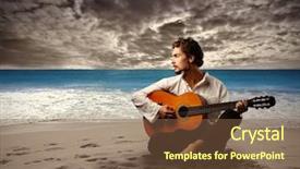  Presentation with acoustic - Presentation theme with young man playing guitar background and a tawny brown colored foreground