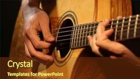  Presentation with acoustic - Slide deck with young man playing on acoustic background and a tawny brown colored foreground