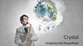  Presentation with nasa - Cool new theme with young-man-playing-saxophone backdrop and a light gray colored foreground