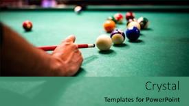  Presentation with good - Presentation with young-man-playing-snooker-aiming background and a teal colored foreground
