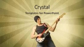  Presentation with bass guitar - PPT theme with young man playing the bass guitar background and a yellow colored foreground