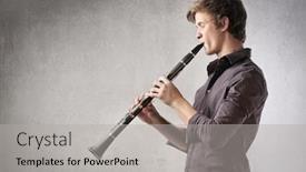  Presentation with clarinet - Slide set consisting of classical music - young man playing the clarinet background and a light gray colored foreground