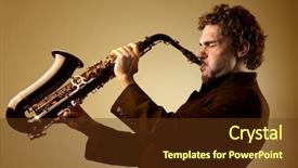  Presentation with young children playing multicultural - Presentation theme enhanced with young man playing the saxophone background and a tawny brown colored foreground