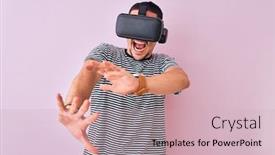  Presentation with simulation - Audience pleasing theme consisting of young-man-playing-video-game backdrop and a soft green colored foreground