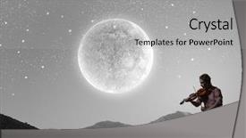  Presentation with moon in the starry night - Colorful PPT layouts enhanced with man playing violin at night backdrop and a light gray colored foreground