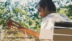  Presentation with musical instrument - Presentation enhanced with young-man-plays-the-guitar background and a coral colored foreground