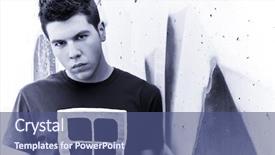  Presentation with prehistoric man - Colorful presentation theme enhanced with young man portrait over grafted backdrop and a  colored foreground