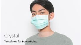  Presentation with coronavirus - Audience pleasing presentation theme consisting of young-man-portrait-wearing-protective backdrop and a white colored foreground