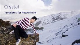  Presentation with altitude - Amazing theme having young-man-posing-at-high backdrop and a sky blue colored foreground