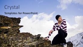  Presentation with altitude - Theme with young-man-posing-at-high background and a light blue colored foreground