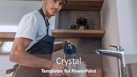  Presentation with clean water - Theme featuring young-man-pouring-clean-water background and a tawny brown colored foreground