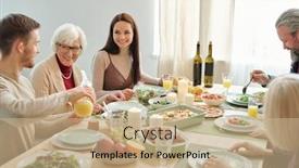  Presentation with thanksgiving dinner - PPT theme consisting of young-man-pouring-orange-juice background and a coral colored foreground