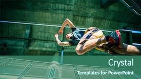  Presentation with young athletes box jumping - PPT theme with young man practicing parkour jumping background and a  colored foreground