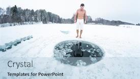  Presentation with lake ice - Audience pleasing PPT layouts consisting of young-man-prepares-to-swim backdrop and a light blue colored foreground