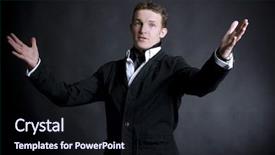  Presentation with show - Beautiful theme featuring young man presenting show backdrop and a wine colored foreground