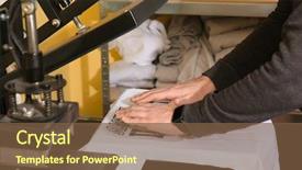  Presentation with workshop - Slide set consisting of young man printing on t background and a tawny brown colored foreground