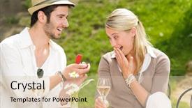  Presentation with initial public offering - PPT theme having young man proposing to girlfriend background and a lemonade colored foreground