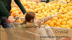  Presentation with supermarket shopping cart buying food - Cool new presentation with young-man-pushing-shopping-cart backdrop and a coral colored foreground