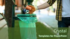  Presentation with garbage - Presentation theme featuring young-man-puts-garbage background and a tawny brown colored foreground