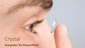  Presentation with contact lens - Amazing PPT theme having young-man-putting-contact-lens backdrop and a lemonade colored foreground