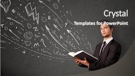  Presentation with man heart attact hand hold - Theme enhanced with young man reading a book background and a dark gray colored foreground